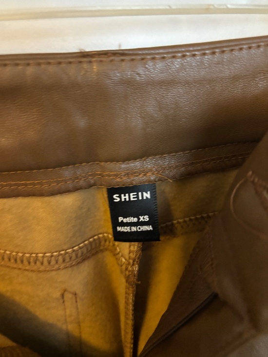 Faux leather brown wide pants - Picture 2 of 3